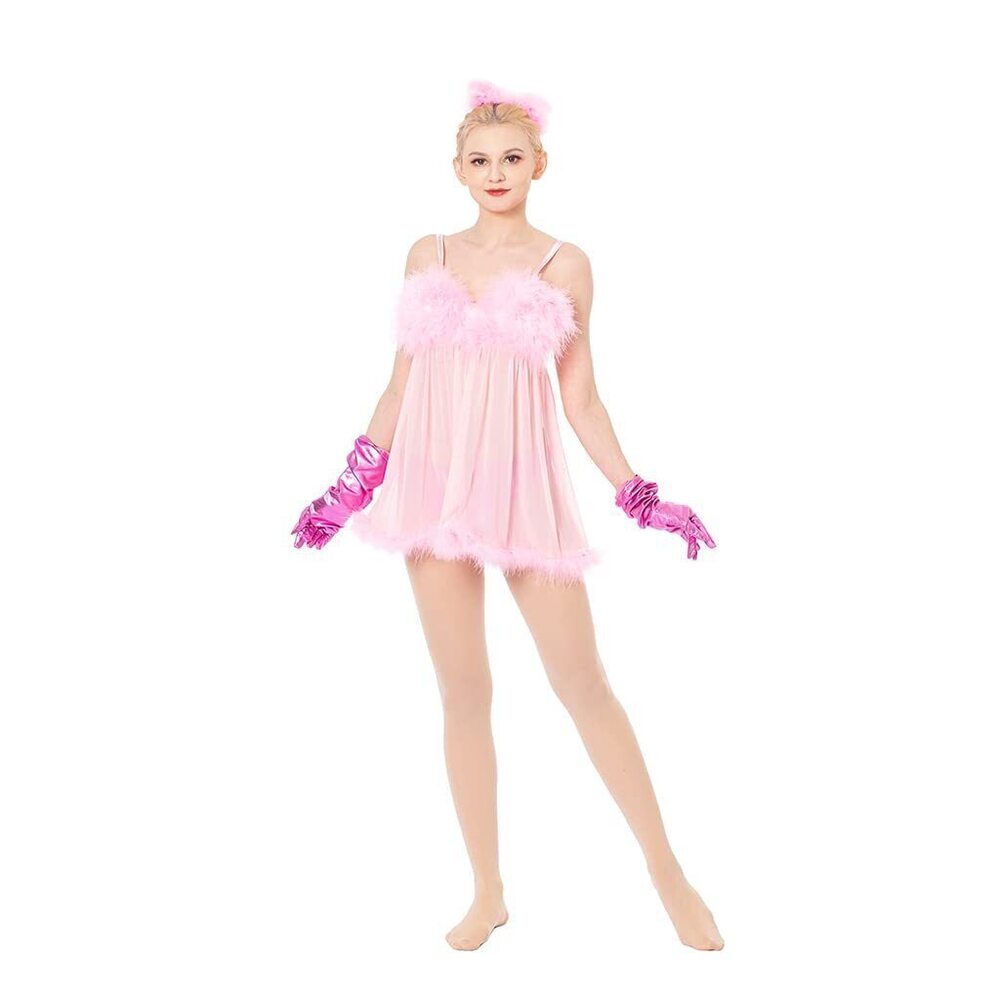 4403 Fembot Costume Dress Suspender Dress Outfit Sexy Pink Negligees Adult